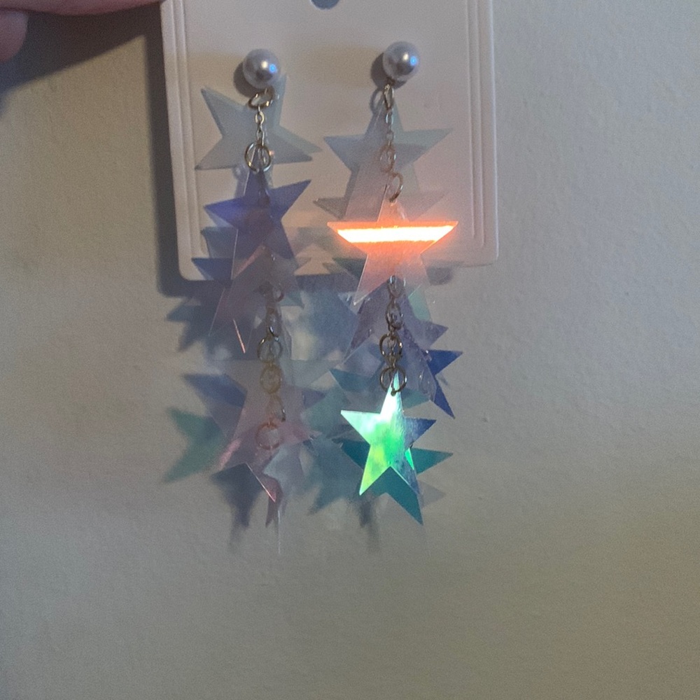 iridescent dangly earrings